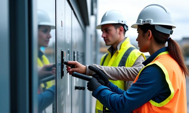 Technicians working on smart grid infrastructure near Limerick city