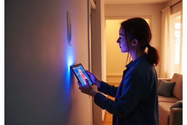 Consultant conducting an energy audit in a home
