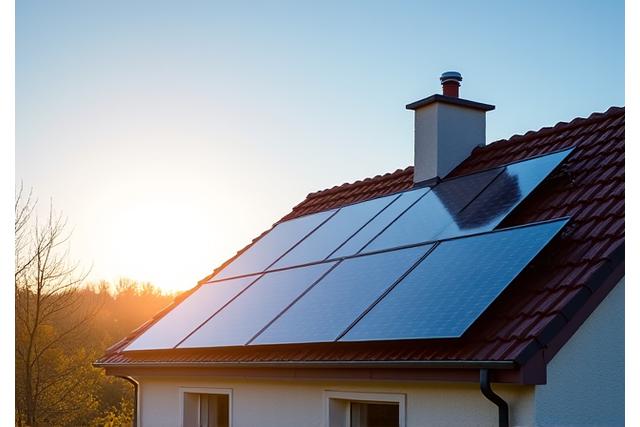 Installed solar panels on a sunlit roof
