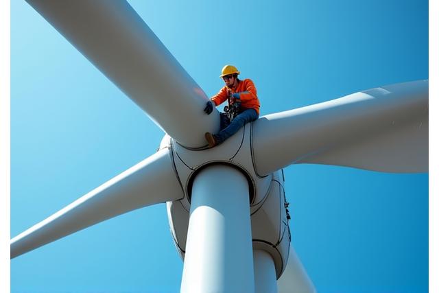 Engineer inspecting a wind turbine's nacelle
